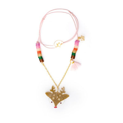 Reindeer Glitter Brown Necklace