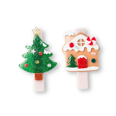 Christmas Tree + Gingerbread House Alligator Clips