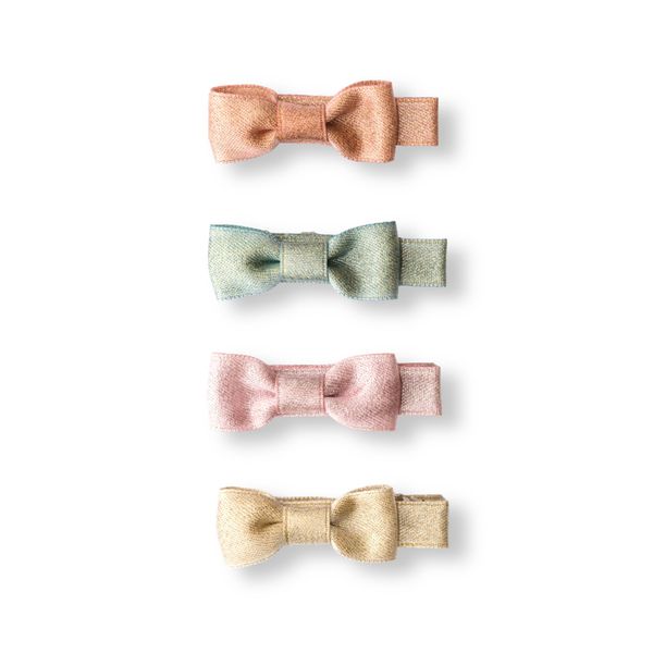 Bows Fabric Pastel Shades Set of 4 Baby Hair Clips