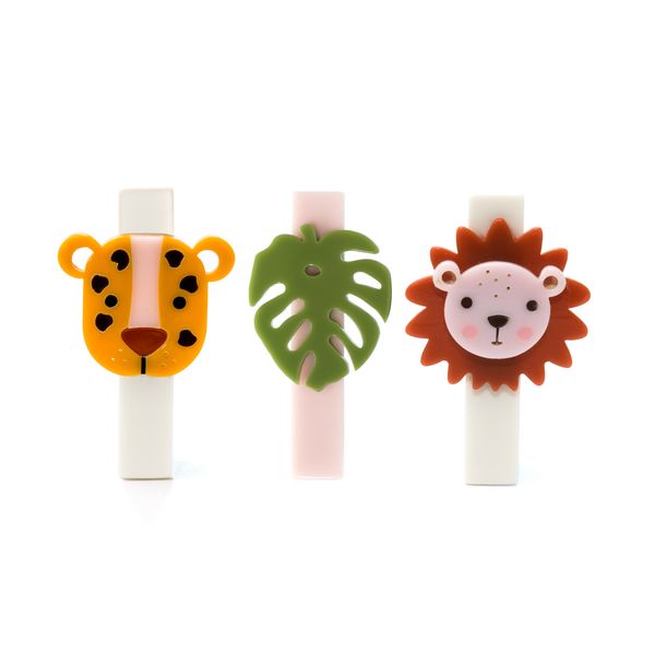 Lion and Leopard Jungle Trio Hair Clip Set