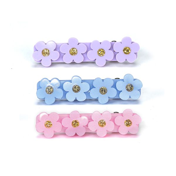 SPR - Flowers Blue Purple Pink Hair Clips