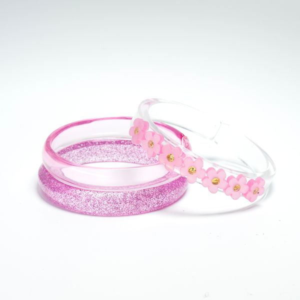 SPR - Flowers Satin Pink Bangles