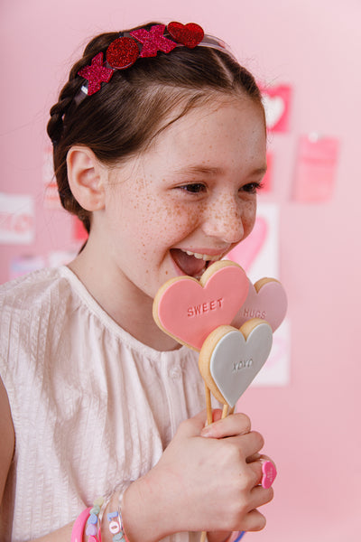 XOXO Pink/Red Glitter Headband - VAL