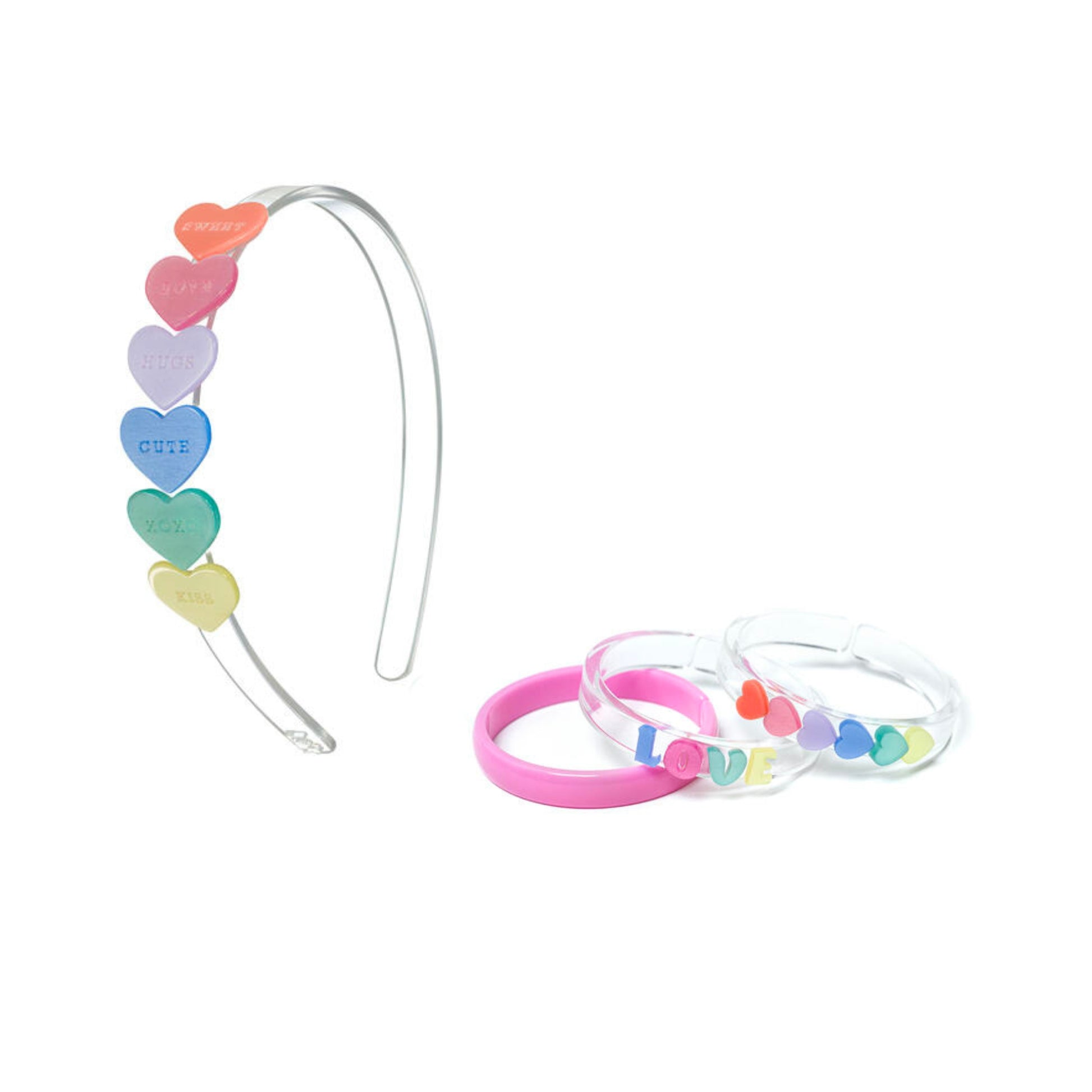 Candy Hearts Headband & Love Pearlized Pastel Combo -VAL24