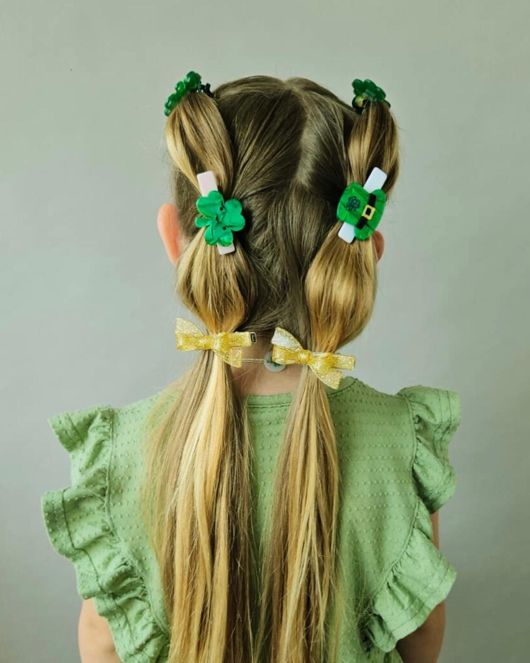 SPR- Leprechaun Hat Shamrock St. Patricks Hair Clips