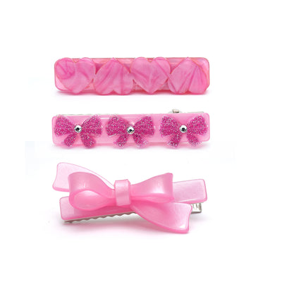 VAL25 - Bows and Hearts Pink Shades Hair Clips