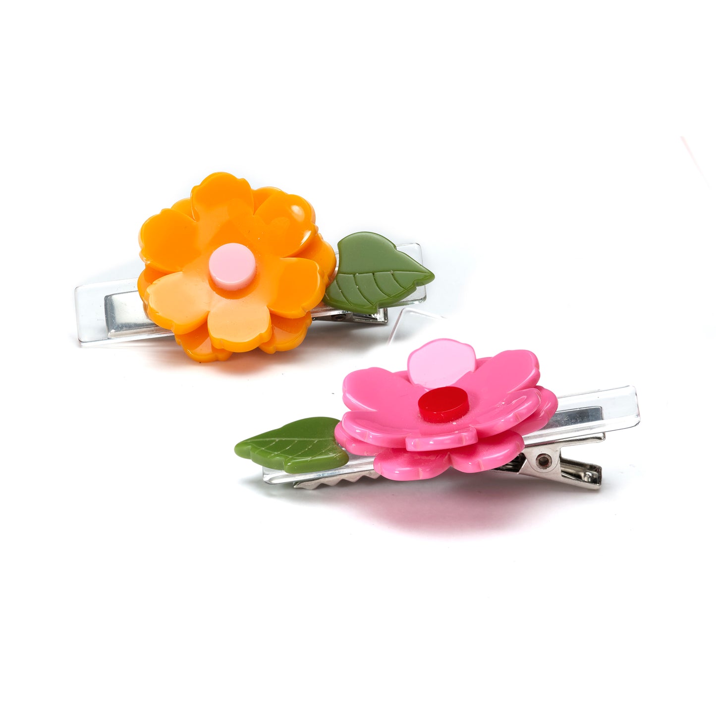 SPR - Peonies Flower Yellow Pink Hair Clips