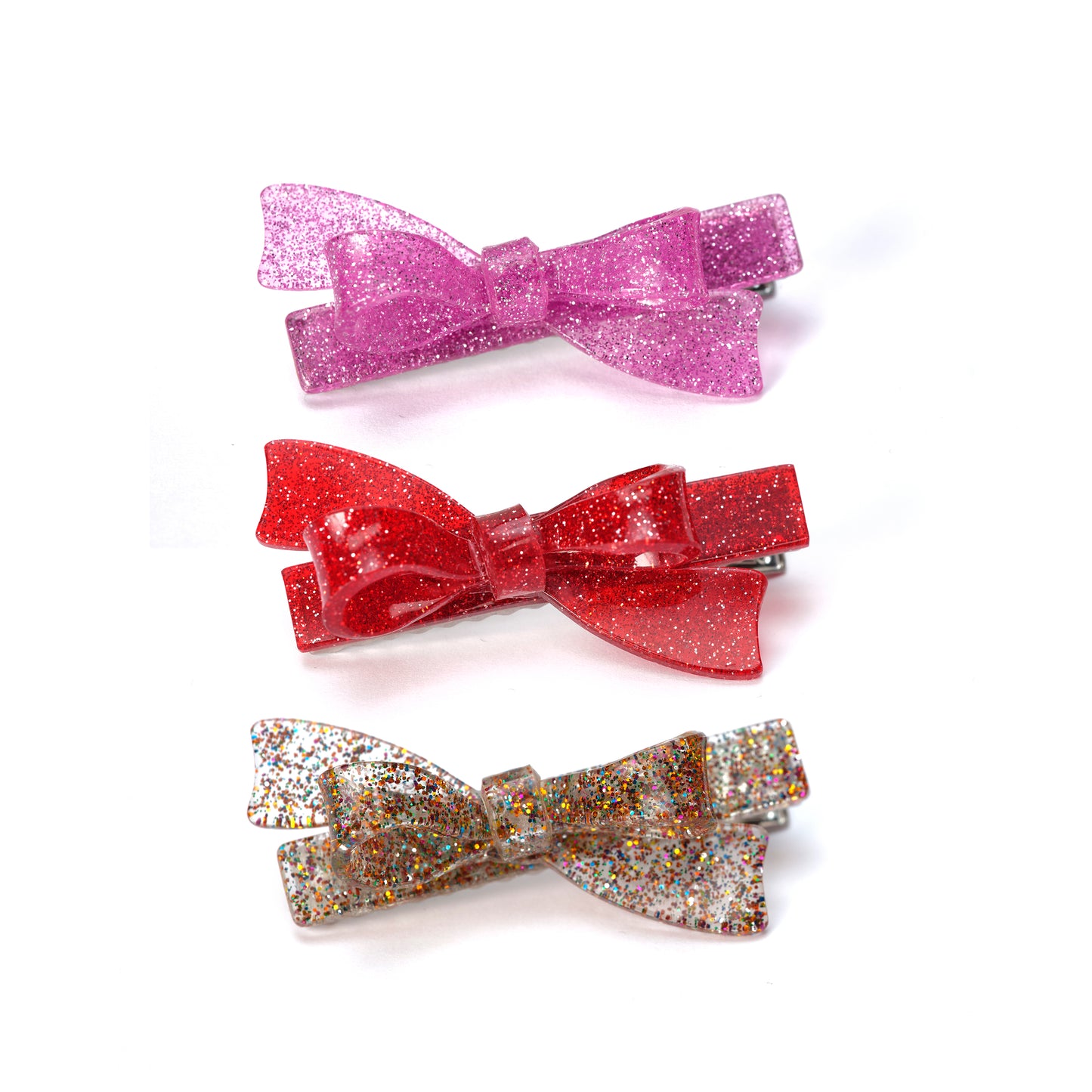 VAL25 - Bows Glitter Red Pink Multi Color Hair Clips