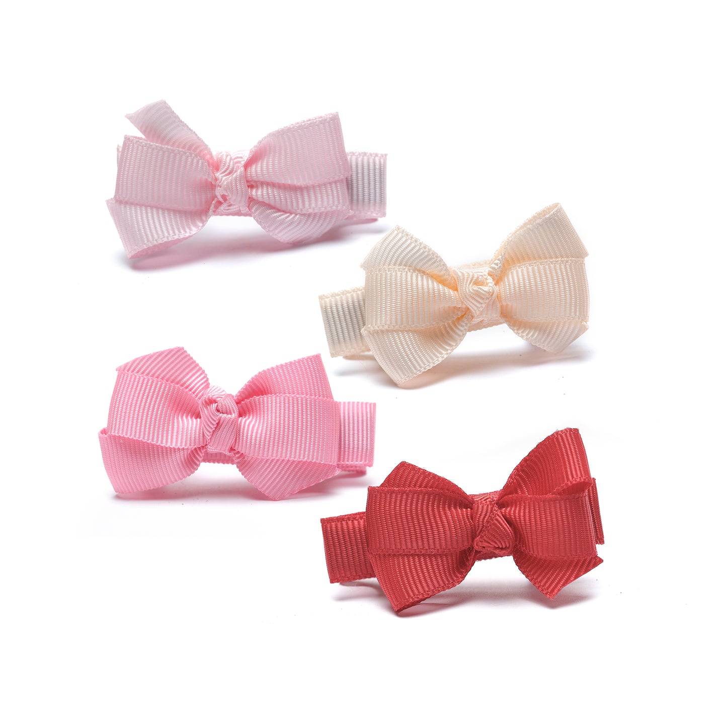 VAL25 - Baby Bows Fabric Pink Red Shades Hair Clips