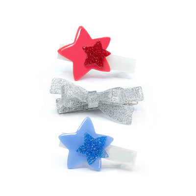 Stars Double Red Blue Hair Clips - SUM24