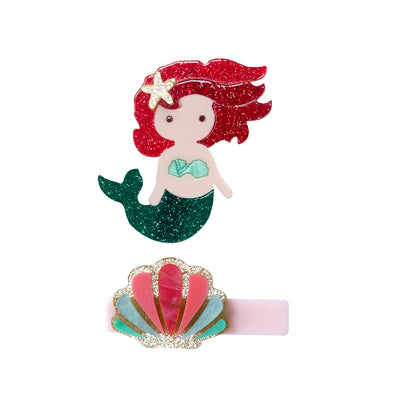 Mermaid Underwater Glitter Red Seashell Hair clips  - SUM24