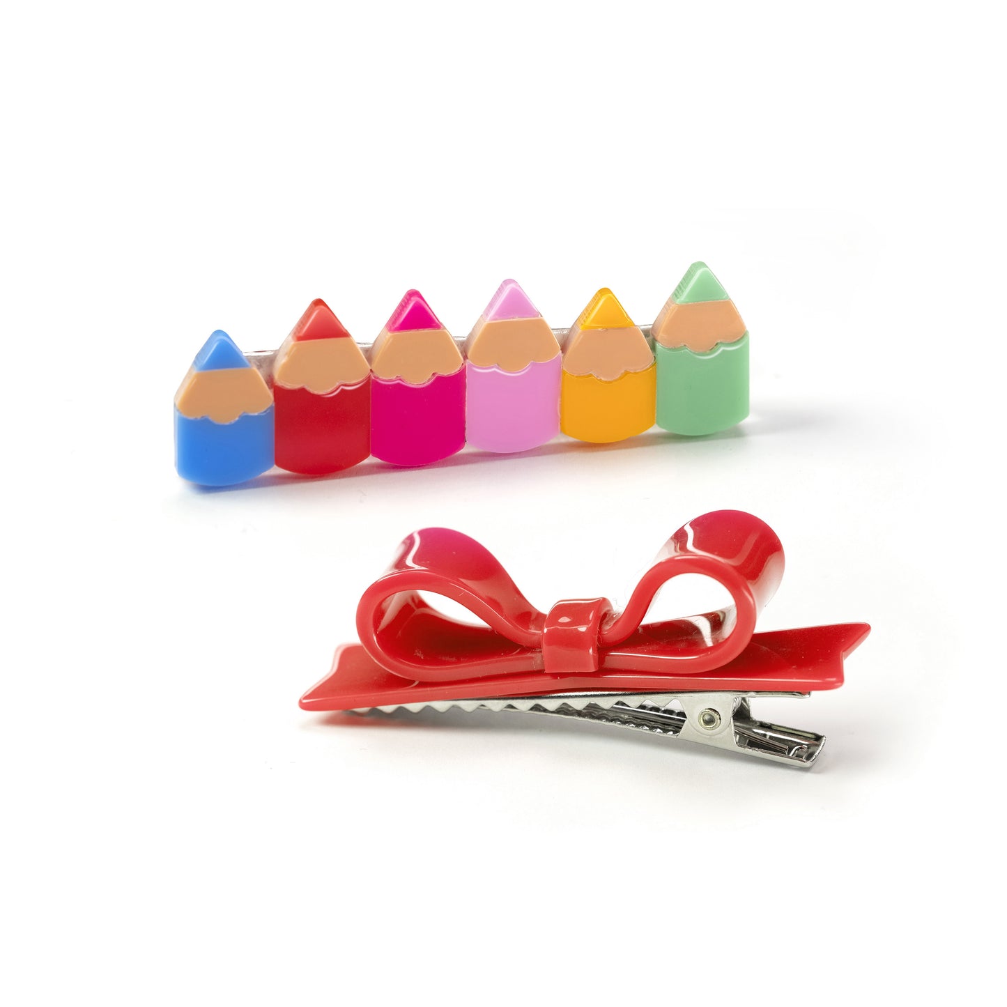 Pencils Vibrant Red Bow Hair Clips - BTS24