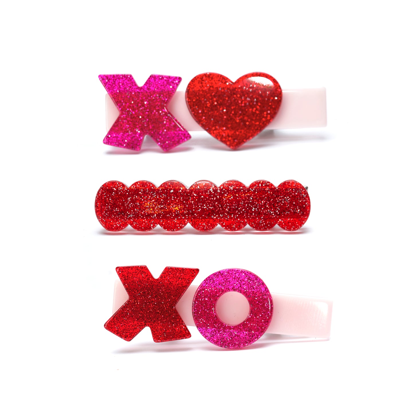 VAL25 - XOXO Glitter Red Hair Clips