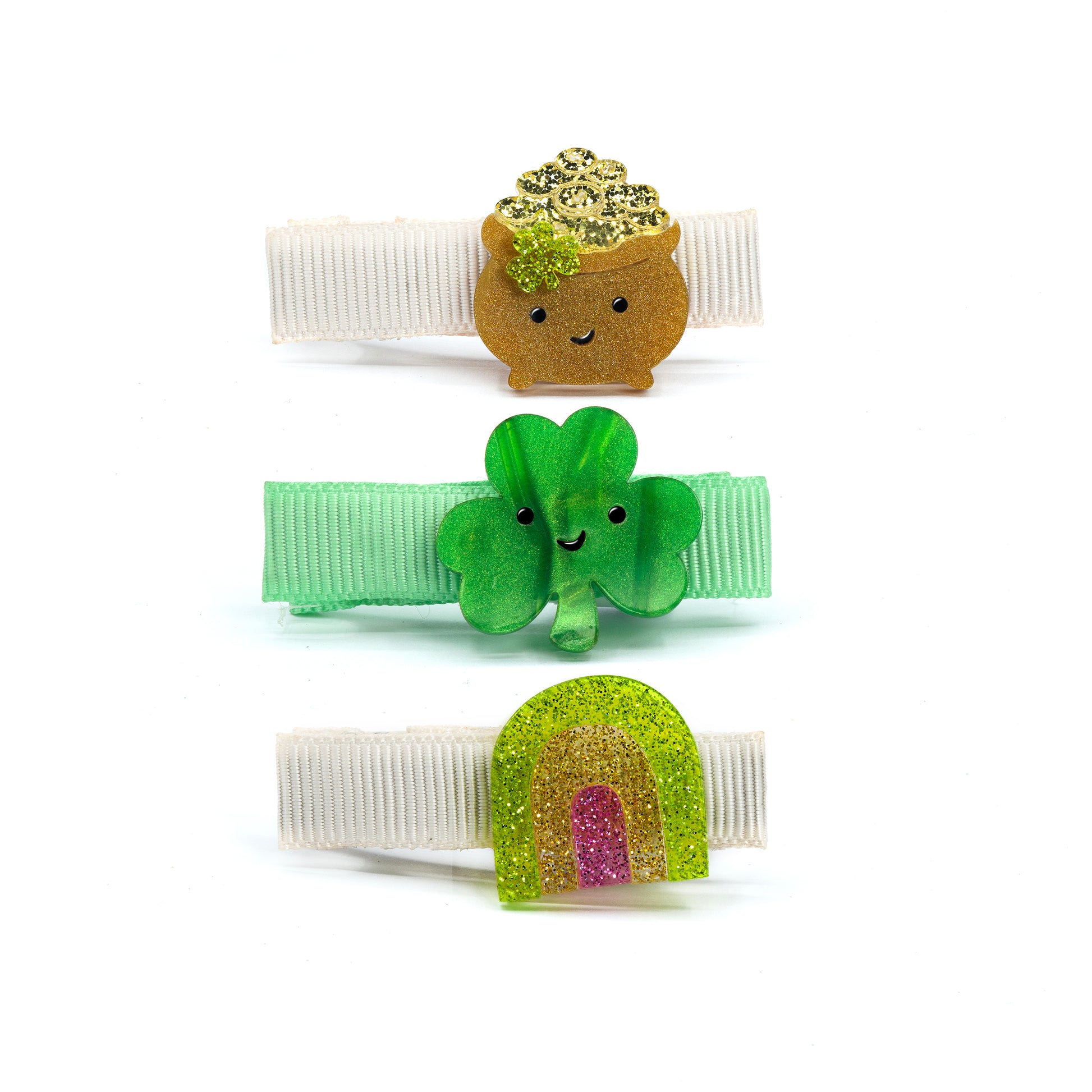 SPR- Baby Pot of Gold Shamrock St. Patricks Hair Clips