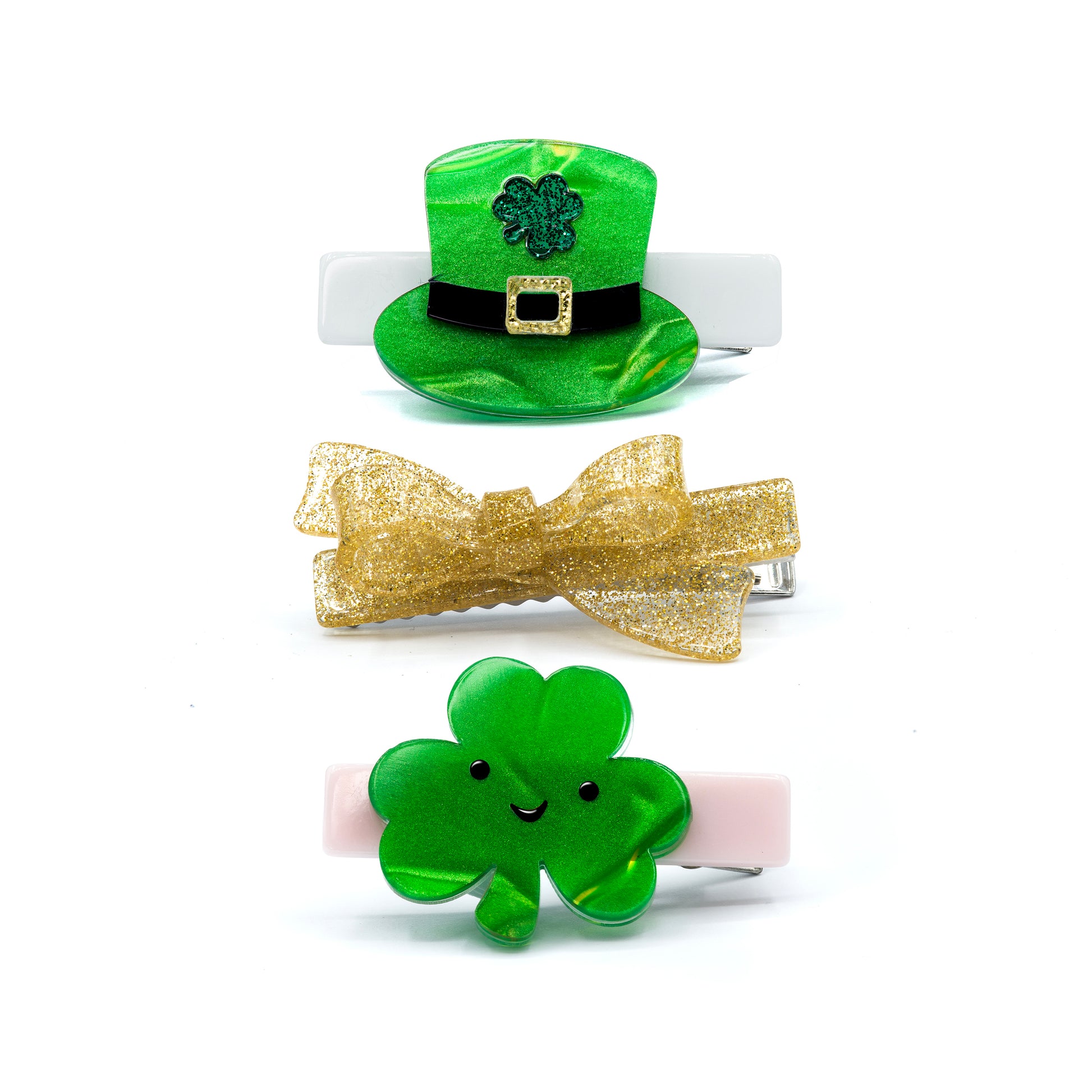 SPR- Leprechaun Hat Shamrock St. Patricks Hair Clips