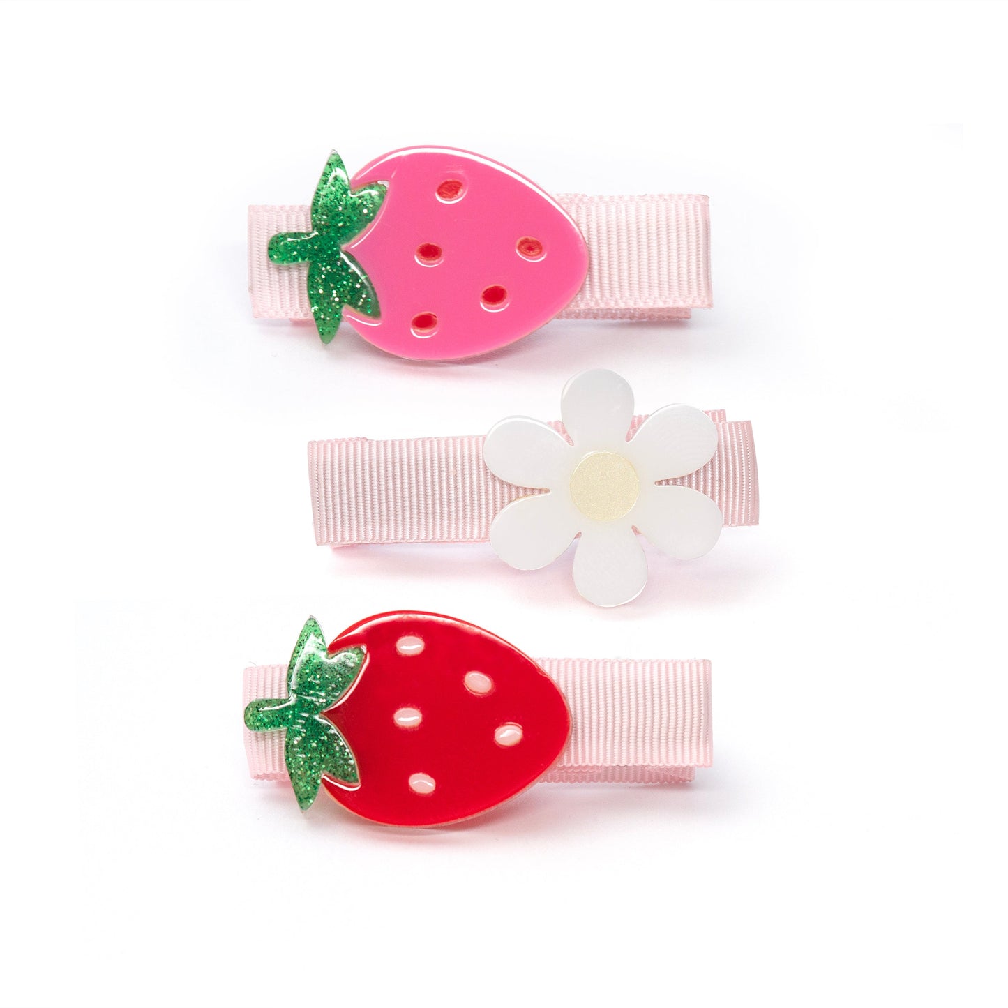 Strawberry Daisy Pink and Red Hair Clips - SUM24