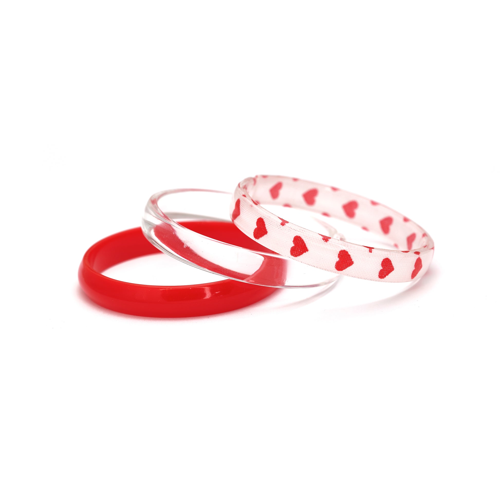 VAL25 - Hearts Print Red White Bangles