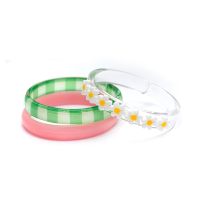 SPR - Daisies Checkered Green Bangles