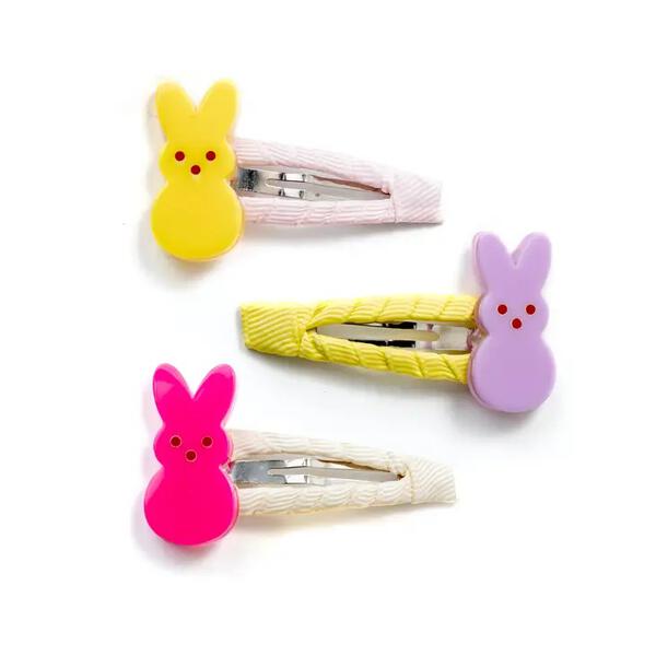 Cute Bunnies Fabric Covered Snap Clips