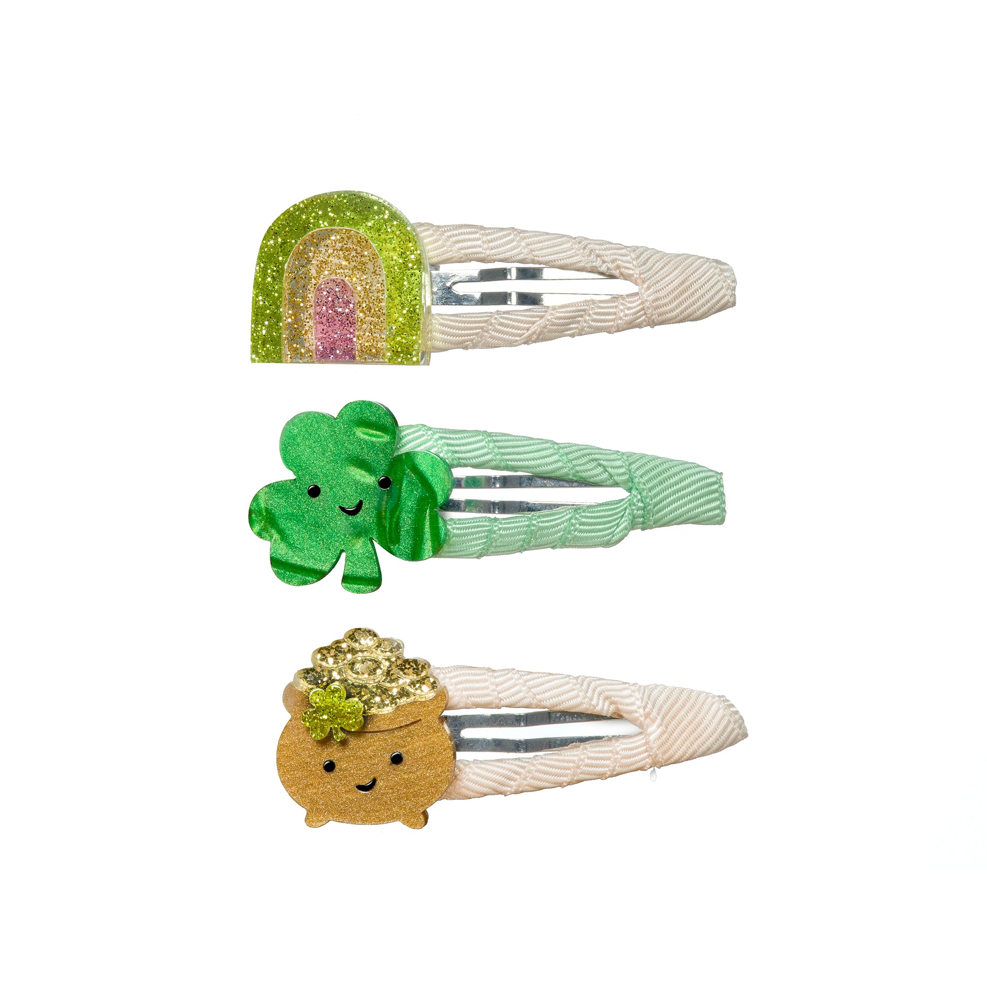 SPR- Shamrock Rainbow Gold St. Patricks Snap Clips