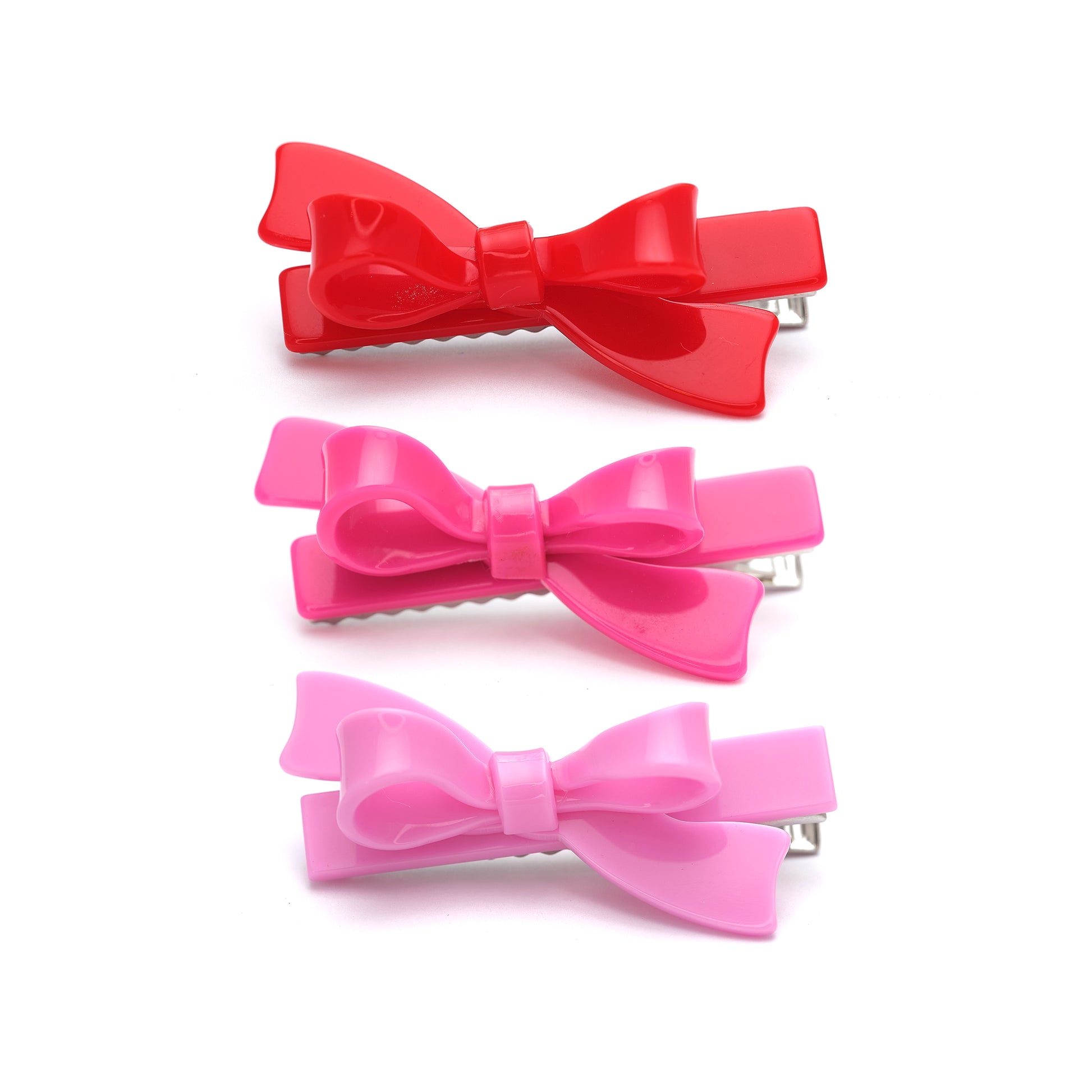 VAL25 - Bows Red Pink Shades Hair Clips