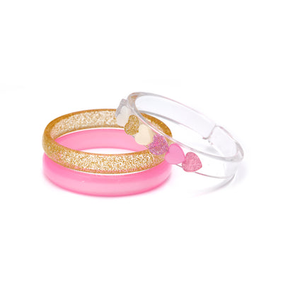 VAL25 - Hearts Pearl Pink Glitter Bangles