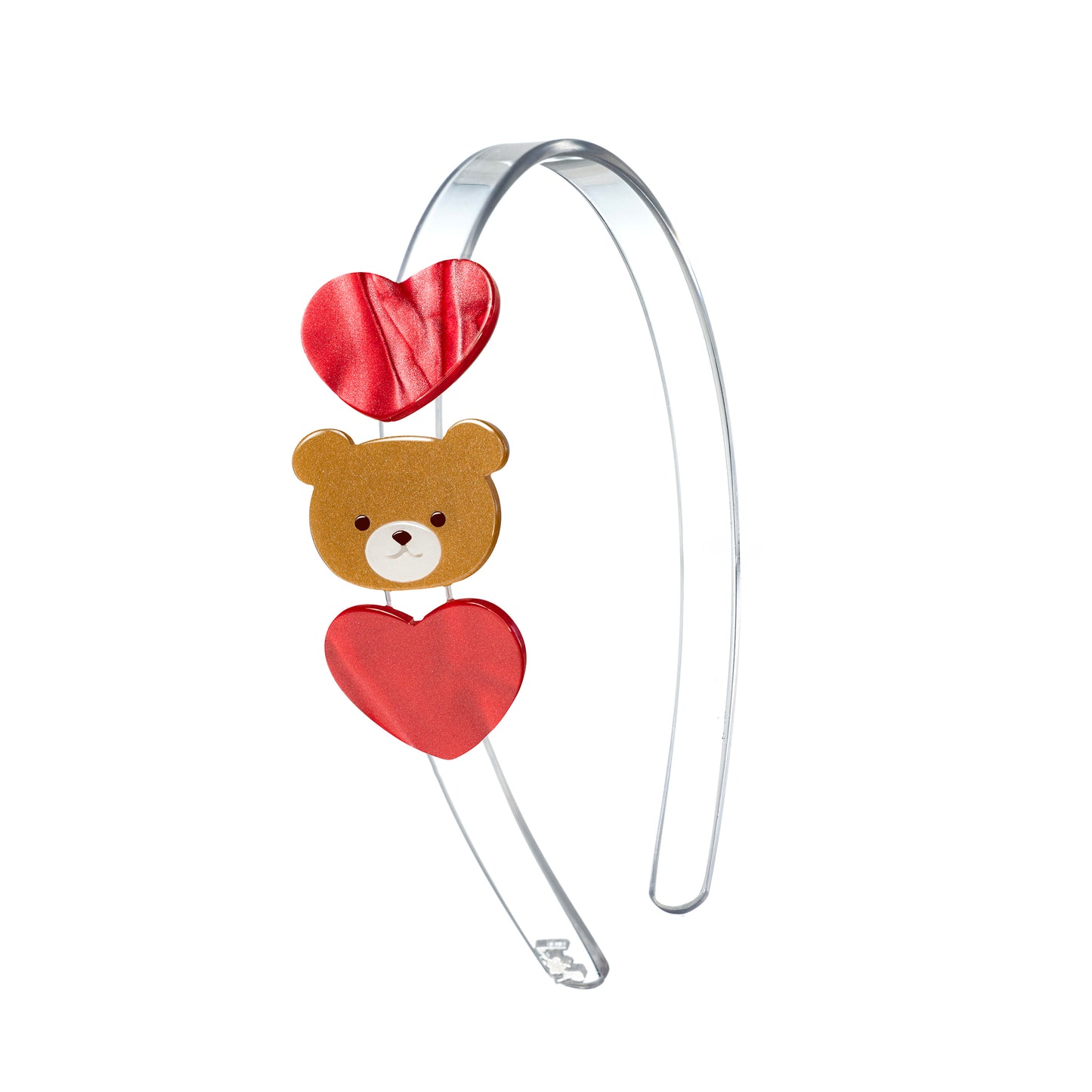 Bear with Hearts Pearlized Red Headband -VAL24