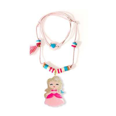 Cute Doll Light Pink Dress Necklace