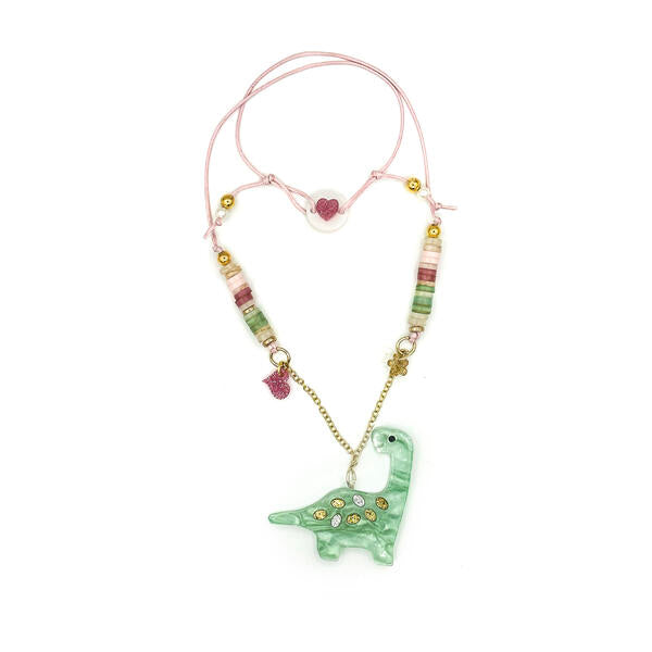 Preciousaurus Dinosaur Pearlized Green Necklace