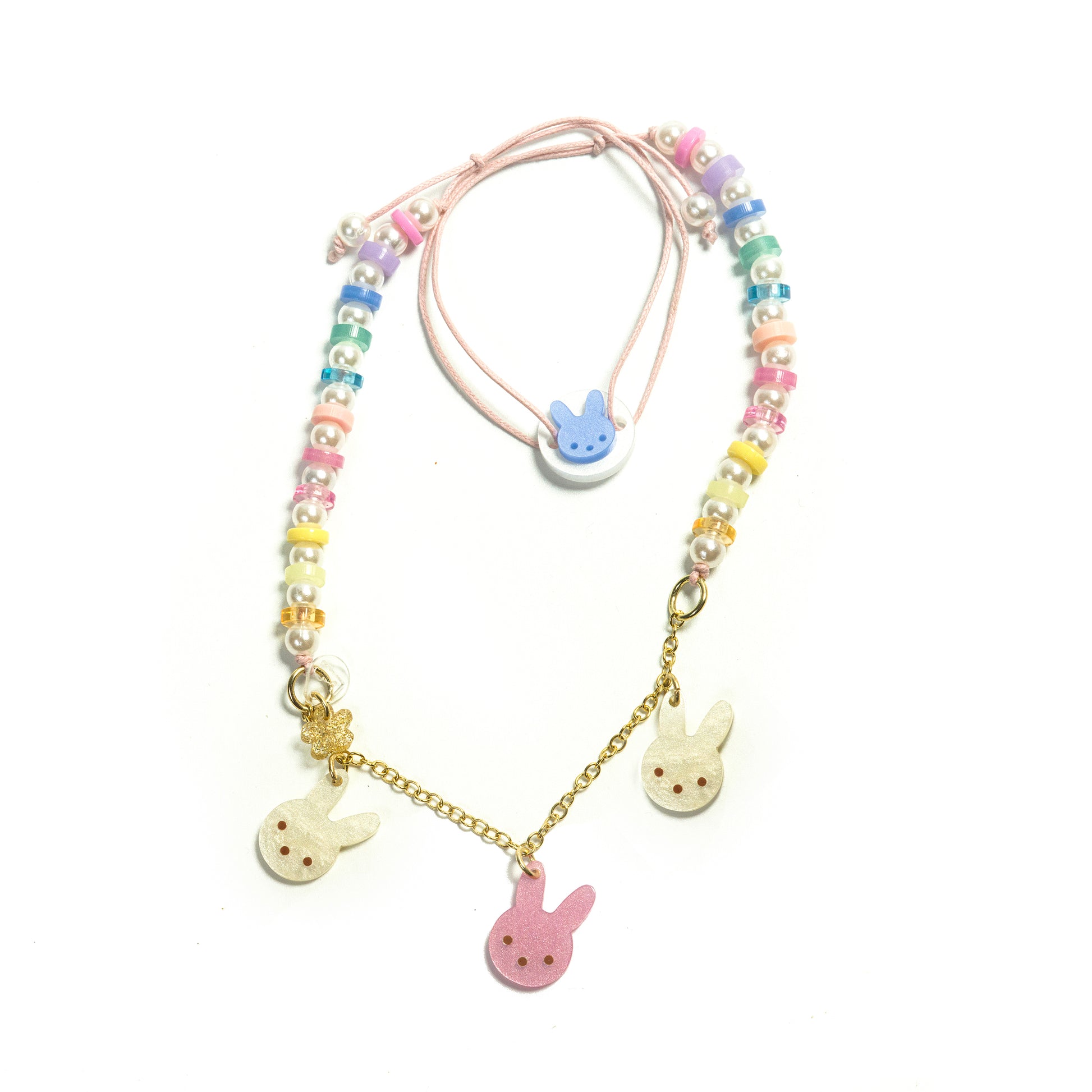 SPR- Bunnies Pastel Pearl Necklace