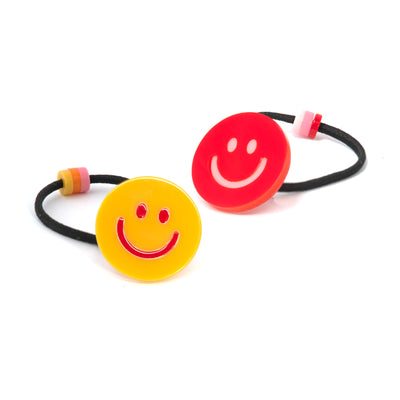 Happy Face Red Yellow Hair Ties - BTS24
