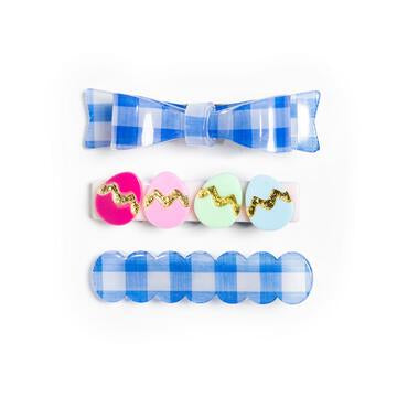 SPR- Colorful Easter Eggs With Blue Plaid Bow