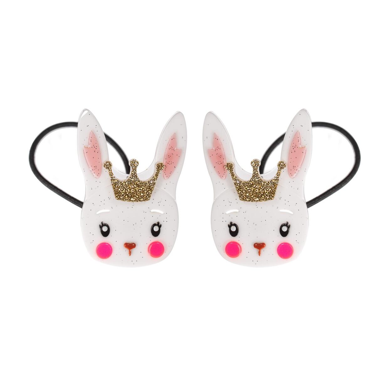 SPR- White Easter Bunny with Crown Ponytails