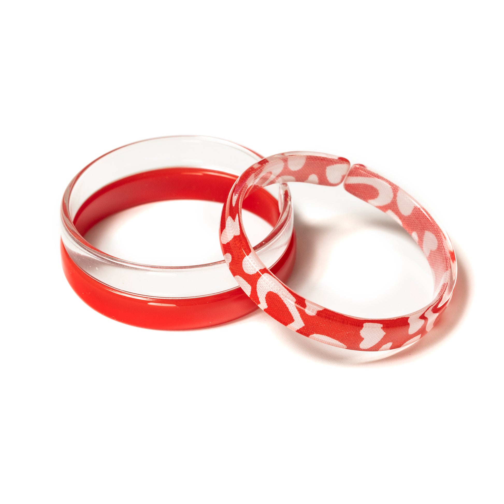 Red w/ White Hearts Bangle Set (Set of 3) - VAL